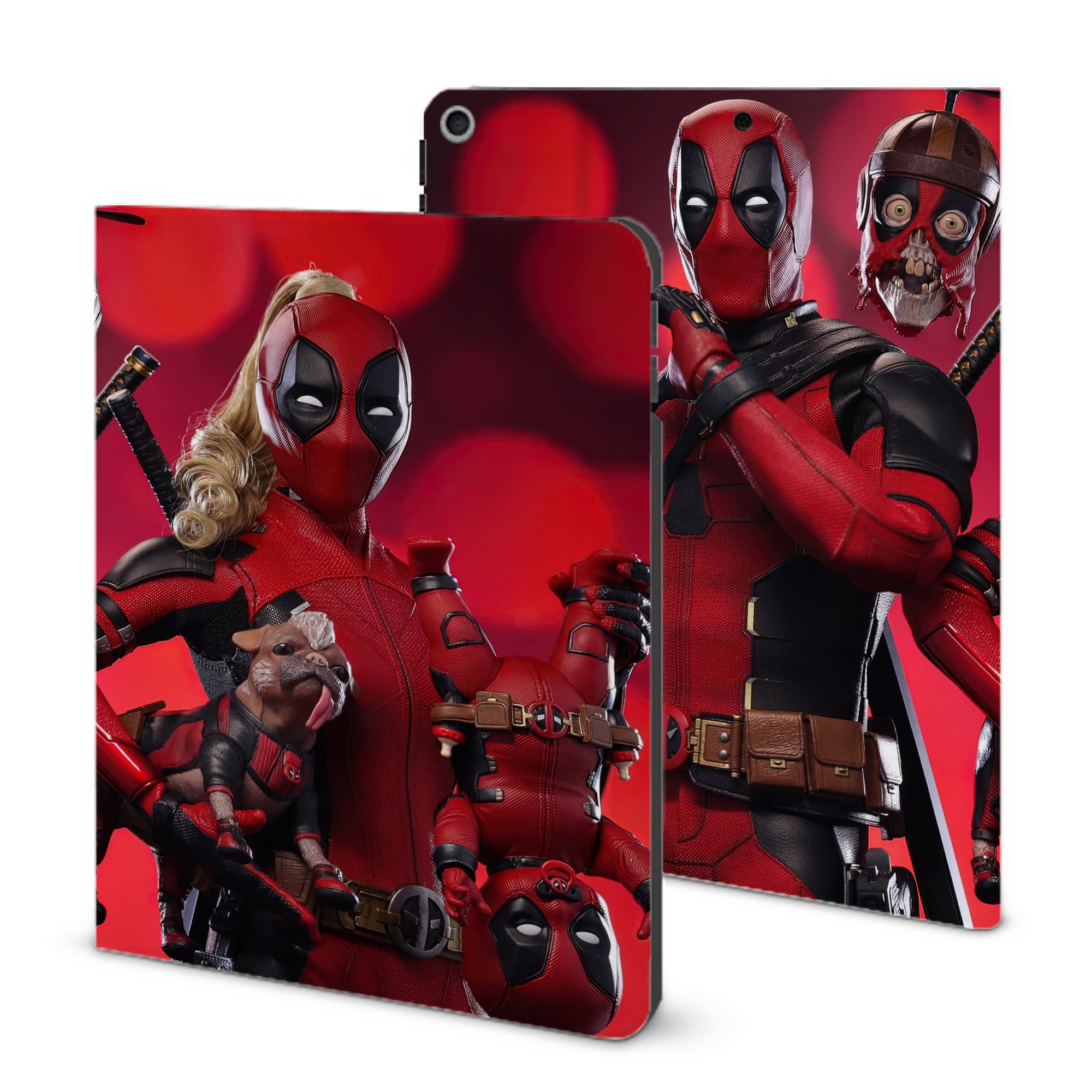 （画像用） Deadpool デッドプール IPad ケース ブック型 PUレザー TPU 耐衝撃 軽量 薄型 ペン収納なし 全面保護 IPad 各モデル対応